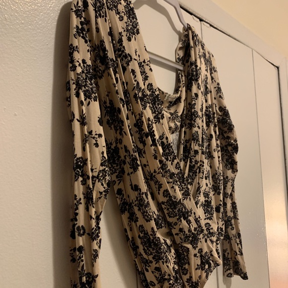 Free People Printed Turnt Bodysuit in Cream - Picture 4 of 7